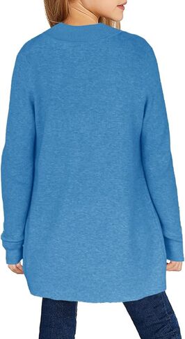 سترة محبوكة كاجوال بأكمام طويلة للفتيات من Knitswegan للأطفال مفتوحة من الأمام، سترة كبيرة الحجم منسوجة ناعمة مع جيوب in Kuwait