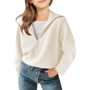 الفتيات عادية كم طويل نصف البريدي البلوز البلوزات الصلبة الخامس الرقبة طوق مضلع محبوك فضفاض مترهل البلوز القمم in Kuwait