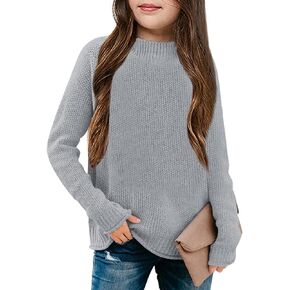 thefabland Girl's Long Sleeve Sweater Mock Neck Fall Soft Knit Pullover Jumper Tops