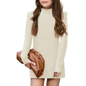 Haloumoning الفتيات طويلة الأكمام سترة فستان الاطفال عادية Crewneck بلوفر مغزول لاعبا 5-14 سنة in Kuwait