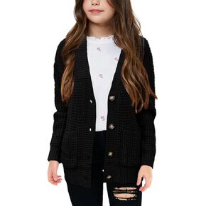 Imily Bela Girls Sweaters Kids Open Front Button Down Knit Cardigans with Pockets in Saudi Arabia