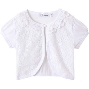 SMILING PINKER Little Girls Bolero Short Sleeve Cap Lace Top