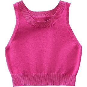 Milumia Girl's Rib Knit Crew Neck Sweater Vest Casual Sleeveless Slim Fitted Tank Tops in Saudi Arabia