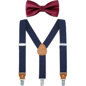 WELROG Child Kids Suspender Bowtie Sets - Y Shape Adjustable Suspender with Silk Bowties Gift Idea for Boys and Girls in Saudi Arabia