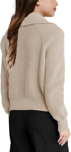 Girls Casual Long Sleeve Half Zip Pullover Sweaters Solid V Neck Collar Ribbed Knitted Loose Slouchy Jumper Tops in Saudi Arabia