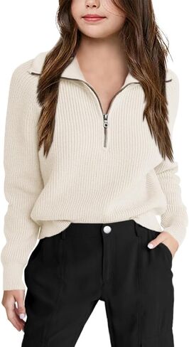 الفتيات عادية كم طويل نصف البريدي البلوز البلوزات الصلبة الخامس الرقبة طوق مضلع محبوك فضفاض مترهل البلوز القمم in Kuwait