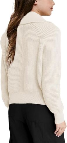 الفتيات عادية كم طويل نصف البريدي البلوز البلوزات الصلبة الخامس الرقبة طوق مضلع محبوك فضفاض مترهل البلوز القمم in Kuwait