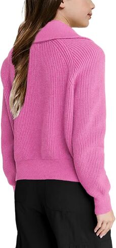 Girls Casual Long Sleeve Half Zip Pullover Sweaters Solid V Neck Collar Ribbed Knitted Loose Slouchy Jumper Tops in Saudi Arabia
