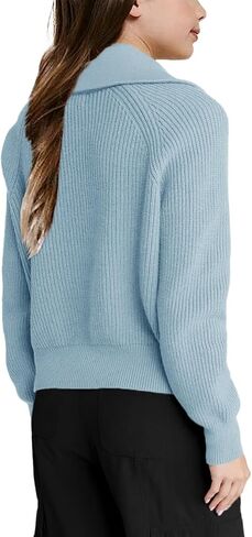 Girls Casual Long Sleeve Half Zip Pullover Sweaters Solid V Neck Collar Ribbed Knitted Loose Slouchy Jumper Tops in Saudi Arabia
