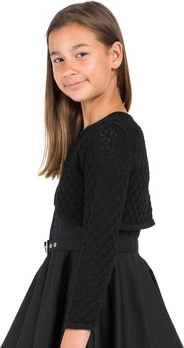BOLEROSE Girls Long Sleeve Pointelle Knit Childrens Kids Bolero Shrug in Kuwait