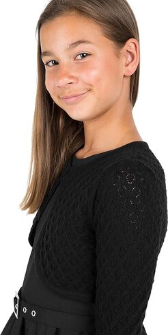 BOLEROSE Girls Long Sleeve Pointelle Knit Childrens Kids Bolero Shrug in Kuwait