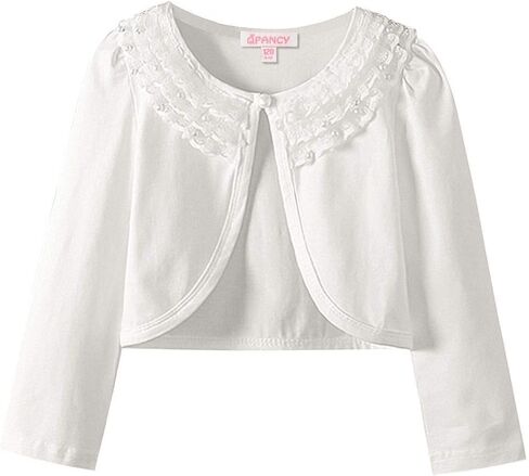 Girls Shrugs Lace Bolero Long Sleeve Cardigan Party Church Dress Cover Up in Kuwait