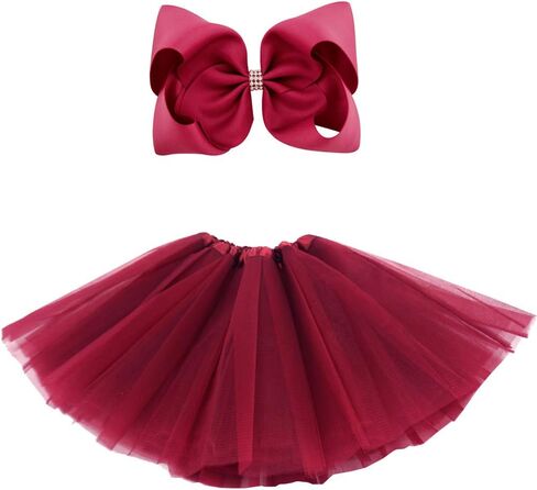BGFKS 5 Layered Tulle Tutu Skirt for Girls with Hairbow, Ballet Dressing Up Kid Tutu Skirt in Saudi Arabia