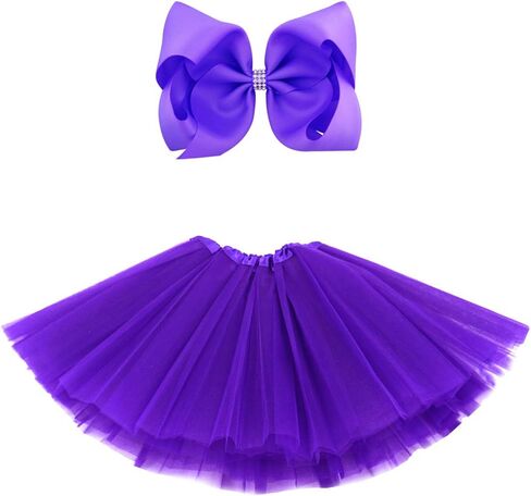 BGFKS 5 Layered Tulle Tutu Skirt for Girls with Hairbow, Ballet Dressing Up Kid Tutu Skirt in Saudi Arabia