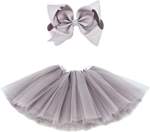 BGFKS 5 Layered Tulle Tutu Skirt for Girls with Hairbow, Ballet Dressing Up Kid Tutu Skirt in Saudi Arabia