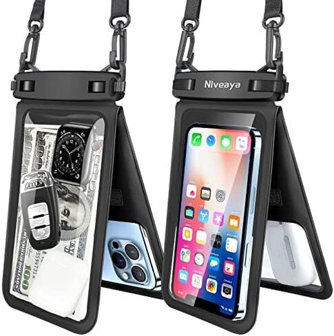 Niveaya IPX8 Double Space Waterproof Phone Pouch (up to 8.3") -2 Pack Waterproof Phone Case with Lanyard for iPhone 17 16 15 Pro Max,Touchscreen & Underwater Photography, Beach Cruise Essentials 2026 in Kuwait