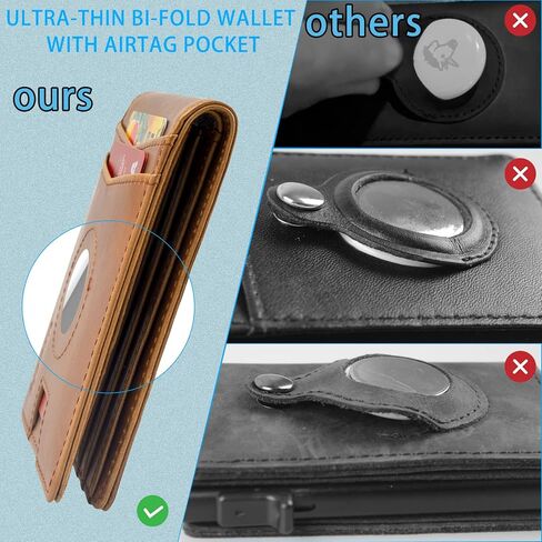 Dseeky Mens Slim Bifold Wallet Multi-function Wallet Slim Simple Leather Wallet for AirTag Oscar,Genuine Crazy Horse Leather(Light Brown) in Saudi Arabia
