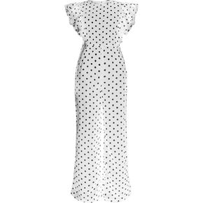 WDIRARA Girl's Polka Dots Ruffle Trim Cap Sleeve Round Neck Wide Leg Jumpsuit in Saudi Arabia