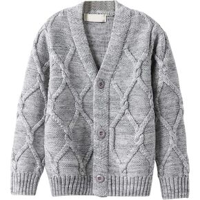 سترة صوفية للأولاد من OCHENTA سميكة محبوكة بياقة على شكل حرف V وأزرار لأعلى وأكمام طويلة ملابس ربيع الخريف in Kuwait