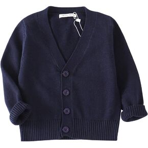 Unisex Boys Girls Cardigans Sweater V-Neck Long Sleeve School Uniforms Button Knit Tops in Kuwait