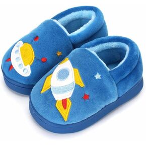 ESTAMICO Girls Cute Slippers with Memory Foam Kids Plush Warm Winter House Shoes