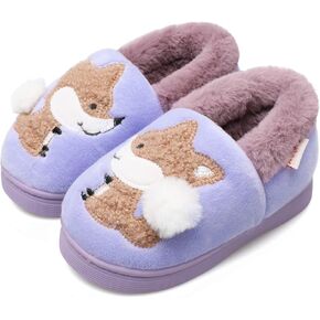 Plush Warm Slippers for Girls Boys Kids Toddlers Winter Fur Lined Indoor House Home Shoes