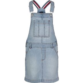 Tommy Hilfiger Girls' Denim Skirtall Dress, Overall Style with Hook & Loop Closure, Functional Pocket in Saudi Arabia