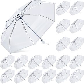 18 Pcs Clear Wedding Umbrellas Bulk Transparent Travel Umbrella Foldable Clear Umbrella Manual Open and Close Compact Folding Umbrella for Wedding Anniversary Christmas Party Favors in Saudi Arabia