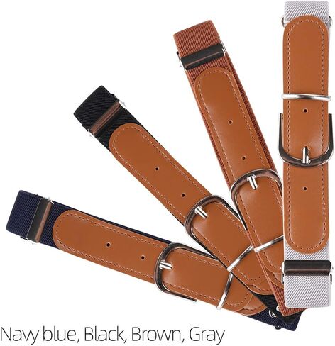 Kajeer Kids Boys Girls Elastic Belt - Stretch Adjustable Belt for Boys and Girls with Leather Loop Belt Pack of 4 in Kuwait
