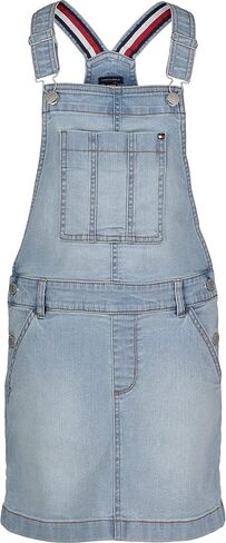 Tommy Hilfiger Girls' Denim Skirtall Dress, Overall Style with Hook & Loop Closure, Functional Pocket in Saudi Arabia