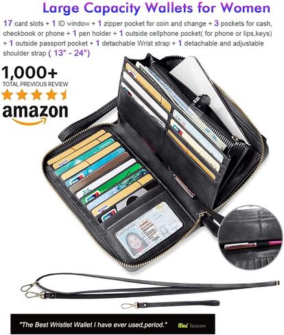 nuoku Womens RFID Wallet Purse Wristlet Crossbody Clutch with Zip Around 2 Strap in Kuwait