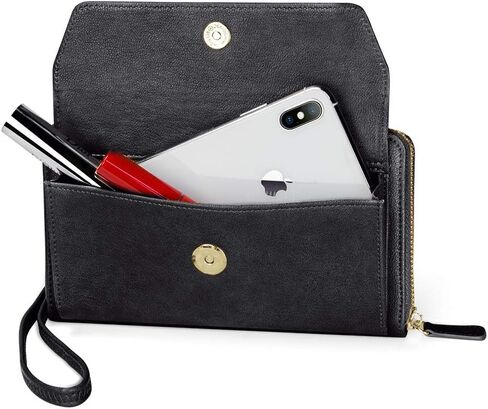 nuoku Womens RFID Wallet Purse Wristlet Crossbody Clutch with Zip Around 2 Strap in Kuwait