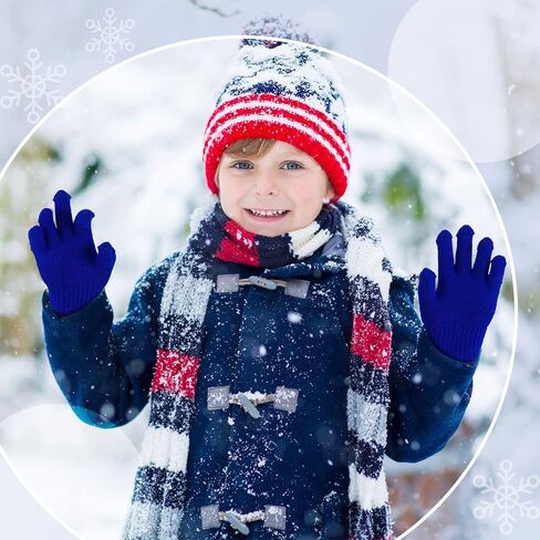 Neer 24 Pairs Kid's Winter Warm Gloves Kids Stretchy Knitted Gloves Winter Finger Kids Mittens for Boys and Girls 7-12 Years, Mixed Colors in Saudi Arabia