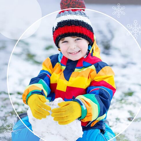 Neer 24 Pairs Kid's Winter Warm Gloves Kids Stretchy Knitted Gloves Winter Finger Kids Mittens for Boys and Girls 7-12 Years, Mixed Colors in Saudi Arabia