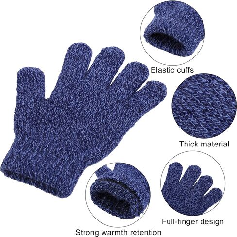 Cooraby 3 Pairs Kid's Winter Gloves Thick Cashmere Warm Knitted Gloves Children Cold Weather Gloves in Kuwait