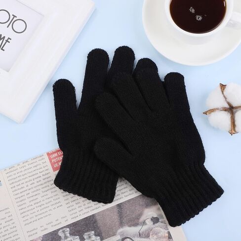 Cooraby 3 Pairs Kid's Winter Gloves Thick Cashmere Warm Knitted Gloves Children Cold Weather Gloves in Kuwait