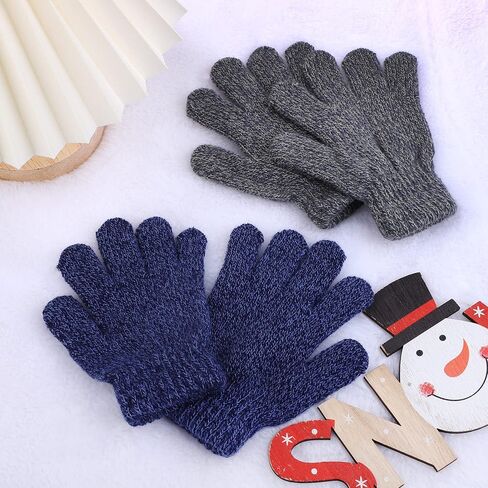 Cooraby 3 Pairs Kid's Winter Gloves Thick Cashmere Warm Knitted Gloves Children Cold Weather Gloves in Kuwait