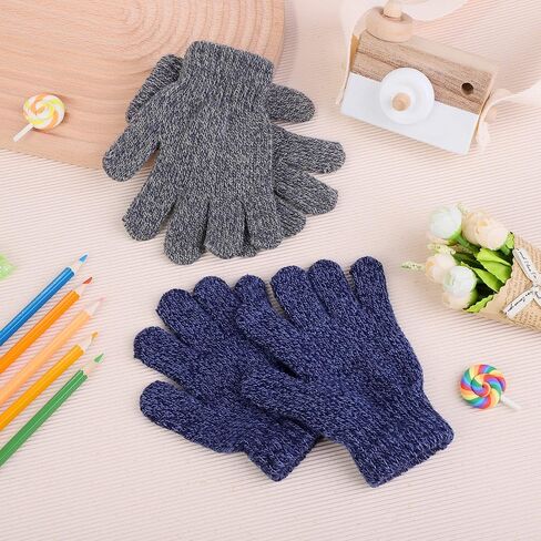 Cooraby 3 Pairs Kid's Winter Gloves Thick Cashmere Warm Knitted Gloves Children Cold Weather Gloves in Kuwait