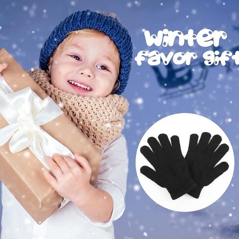 Cooraby 3 Pairs Kid's Winter Gloves Thick Cashmere Warm Knitted Gloves Children Cold Weather Gloves in Kuwait