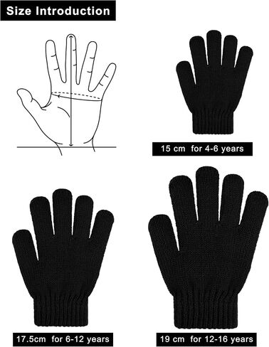 Cooraby 3 Pairs Kid's Winter Gloves Thick Cashmere Warm Knitted Gloves Children Cold Weather Gloves in Kuwait