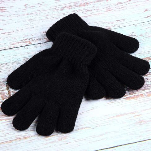 Cooraby 3 Pairs Kid's Winter Gloves Thick Cashmere Warm Knitted Gloves Children Cold Weather Gloves in Kuwait