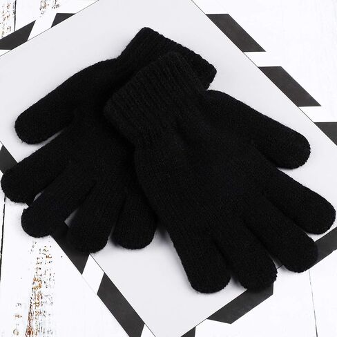 Cooraby 3 Pairs Kid's Winter Gloves Thick Cashmere Warm Knitted Gloves Children Cold Weather Gloves in Kuwait