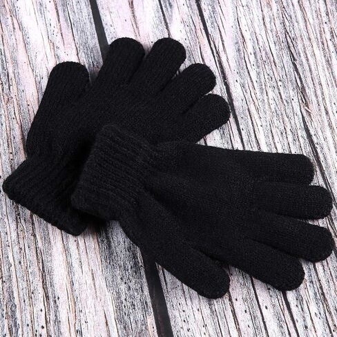 Cooraby 3 Pairs Kid's Winter Gloves Thick Cashmere Warm Knitted Gloves Children Cold Weather Gloves in Kuwait