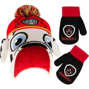 Nickelodeon boys Winter Hat and Mittens Set, Paw Patrol Chase Marshall Toddler Beanie for Ages 2-4
