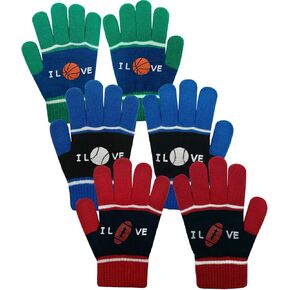 Evridwear Kids Winter Gloves, 3Pairs Knit Warm Stretch Gripper Children Glove for Boys Girls 4-14 Years in Kuwait