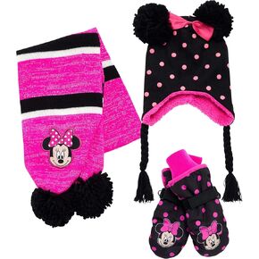 Disney Girls' Insulated Snow Glove Set – Minnie Mouse or Frozen Winter Hat, Scarf, and Mitten or Gloves (Toddler/Little Kid)