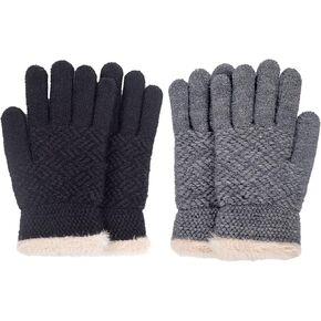 2 Pairs Kid Winter Knit Gloves Stretchy Warm Gloves Gift for Boy Girl