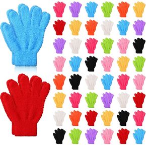 Sureio 50 Pairs Kids Gloves Bulk, Colorful Fluffy Stretchy Warm Gloves for Outdoors Playing, Winter Fleece Warm Gloves for Kids Boys Girls Christmas Gifts, 10 Color in Saudi Arabia