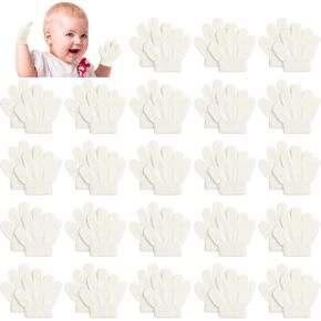 Sintuff 24 Pairs Toddler Gloves 1-3 Years Warm Full Fingers Gloves Knitted White Gloves Thick Winter Gloves for Kids Baby Boys Girls Halloween Cosplay in Saudi Arabia