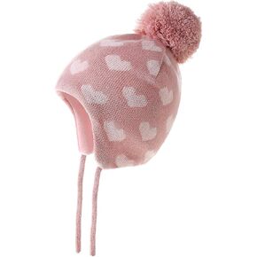 Girls Winter Hat Knitted Earflaps Beanie Thicken Fleece Lining Cap for Baby